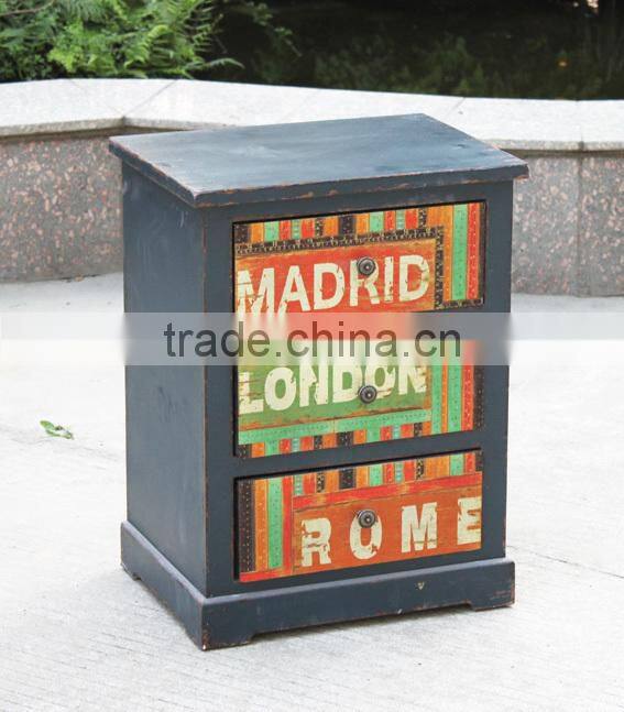 made in china antique blue wooden home decoration bedstand