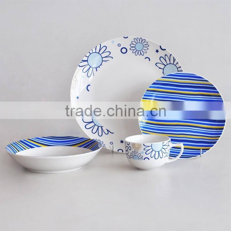 porcelain dinner set with decal,white porcelain dinnerware set,16pcs ceramic dinner set
