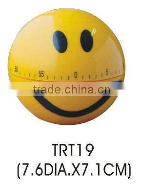 Smile face round shape plastic kitchen mechanical timer