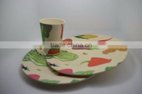 BSCI Audit Hot-sell Bamboo Fiber Print Dinner Set (BC-CS1009)