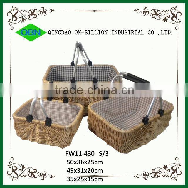 New design unique bulk wicker basket with aluminum handles High Quality Wicker Basket