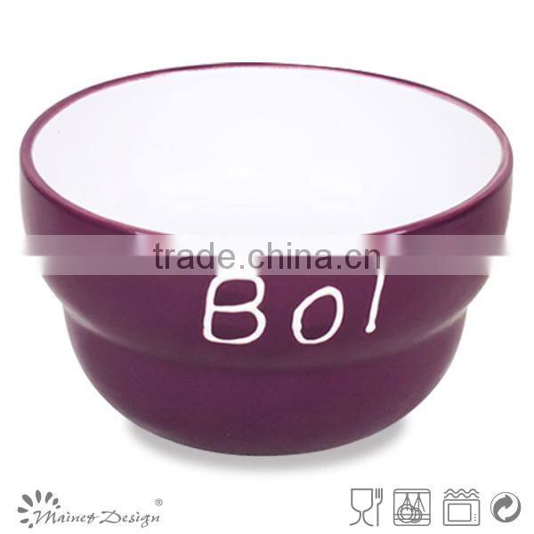 light color unique shape footed ceramic two tone soup bowl