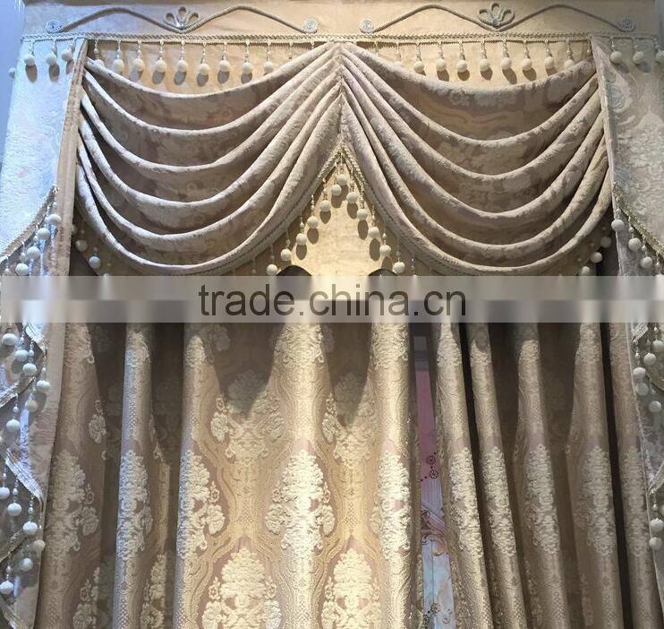 P-867 Luxury European style living room bedroom beige curtains shade American luxury jacquard curtains