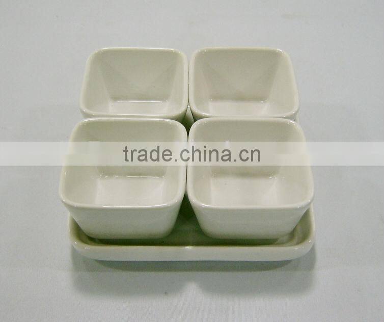 Set of 5 square ceramic snack tray with ceramic based