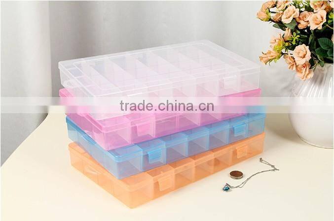 35x22cm PP 28 slots Rectangular Clear Plastic Adjustable grids Jewelry Storage Box