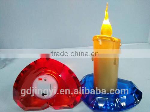 LED lighted acrylic heart shape base colorful candles decoraitons