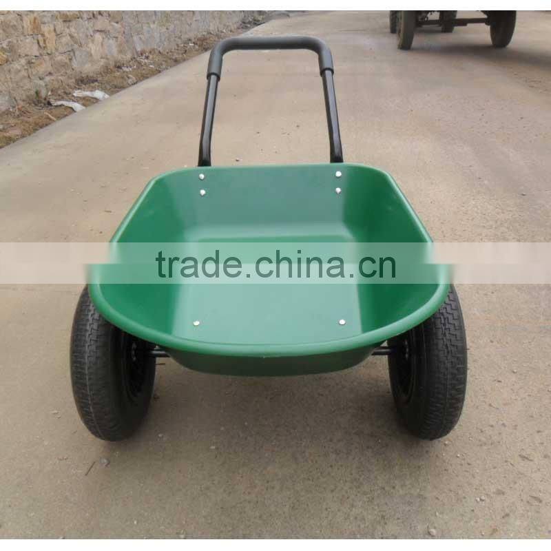5 cubic feet Green Poly Tray Garden Wheelbarrow with 2-wheels