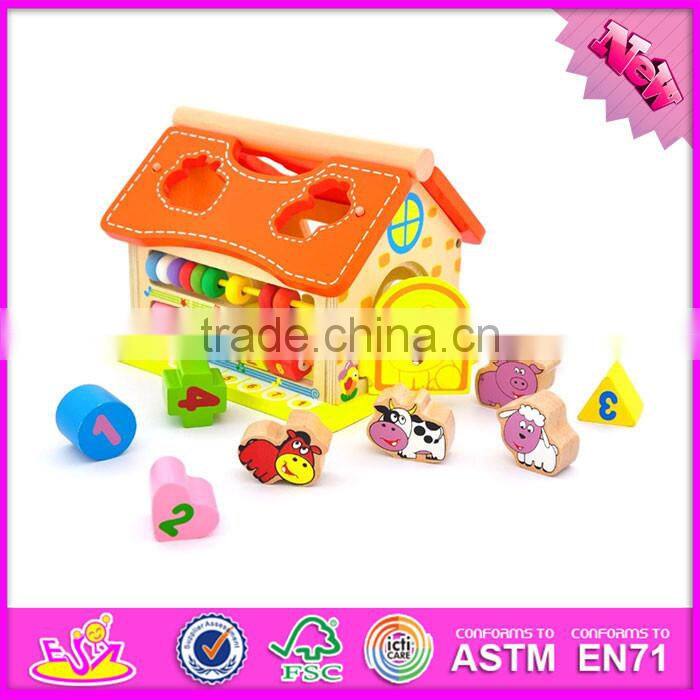 2016 Wholesale toddlers funny wooden toy shape sorter W12D016