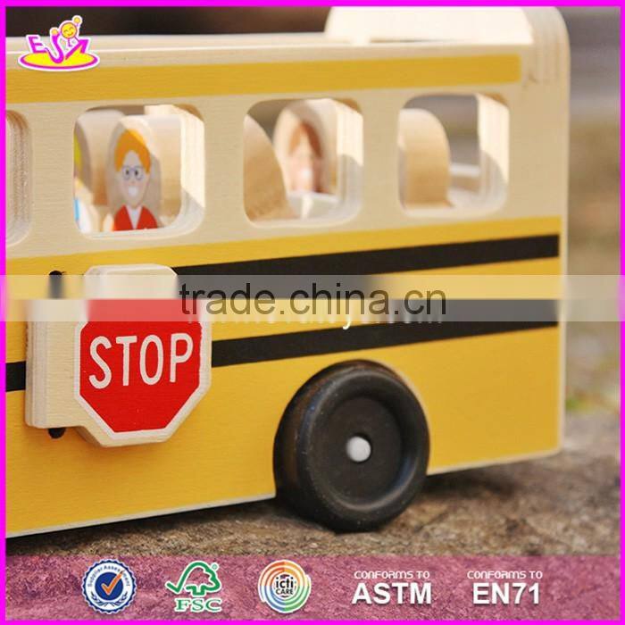 2017 New design toddlers go sightseeing wooden bus toys W04A340