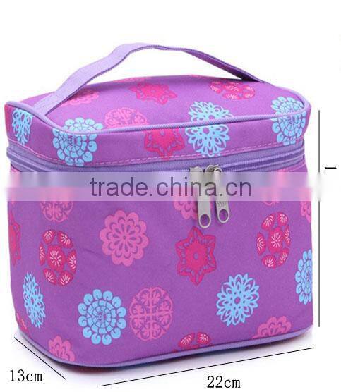 Tote flower imprint cosmetic bag