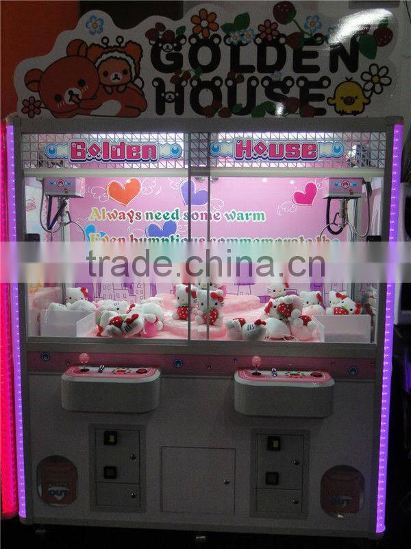 Hot Sale / DF-G 026 Pink Color Tomcat Commercial Coin Operated Toy Claw Crane Game Machine