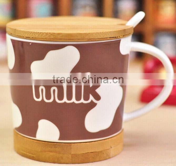 New style wooden base whiteware mugs/cups for coffee/milk wholesales