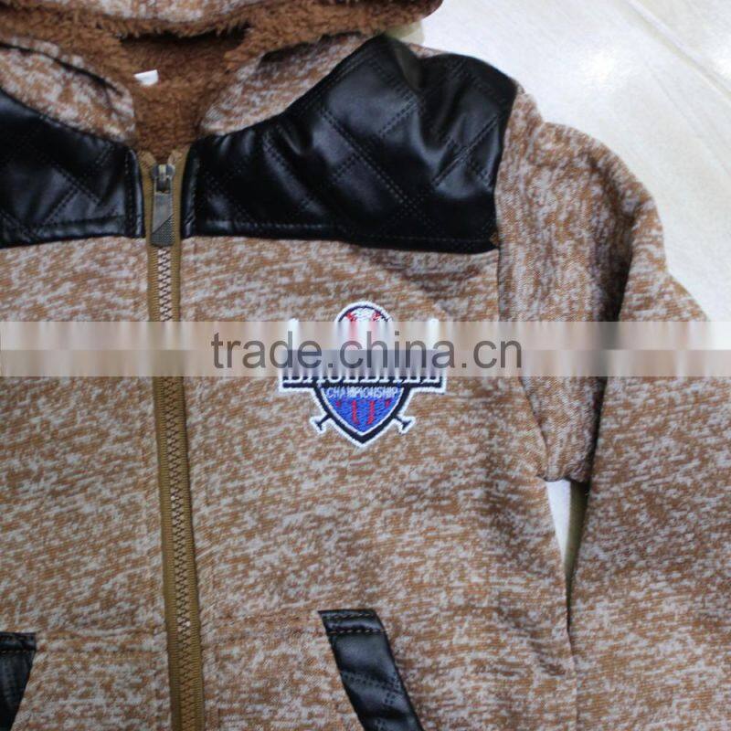 2017 Stock Lot AB yarn fashion hooded kid tracksuit