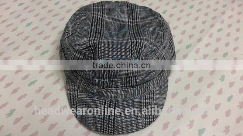 Custom Kid's plaid Military Caps of 100%Cotton Dongguan Factory