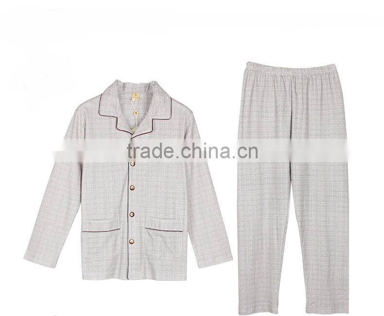 100% cotton kintted fabric men sleepwear sets man nightclothes homewear pajama sleepwear