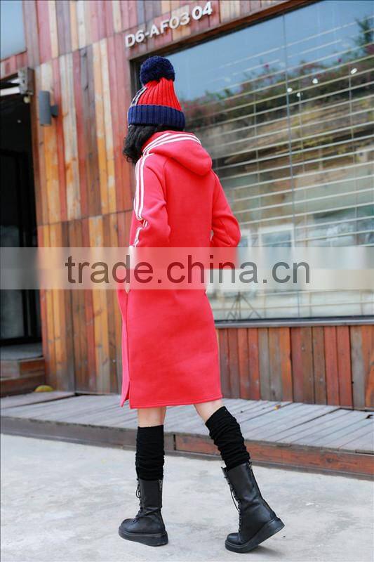 Women fashion long sleeve midi length black casual autumn hoodie dress