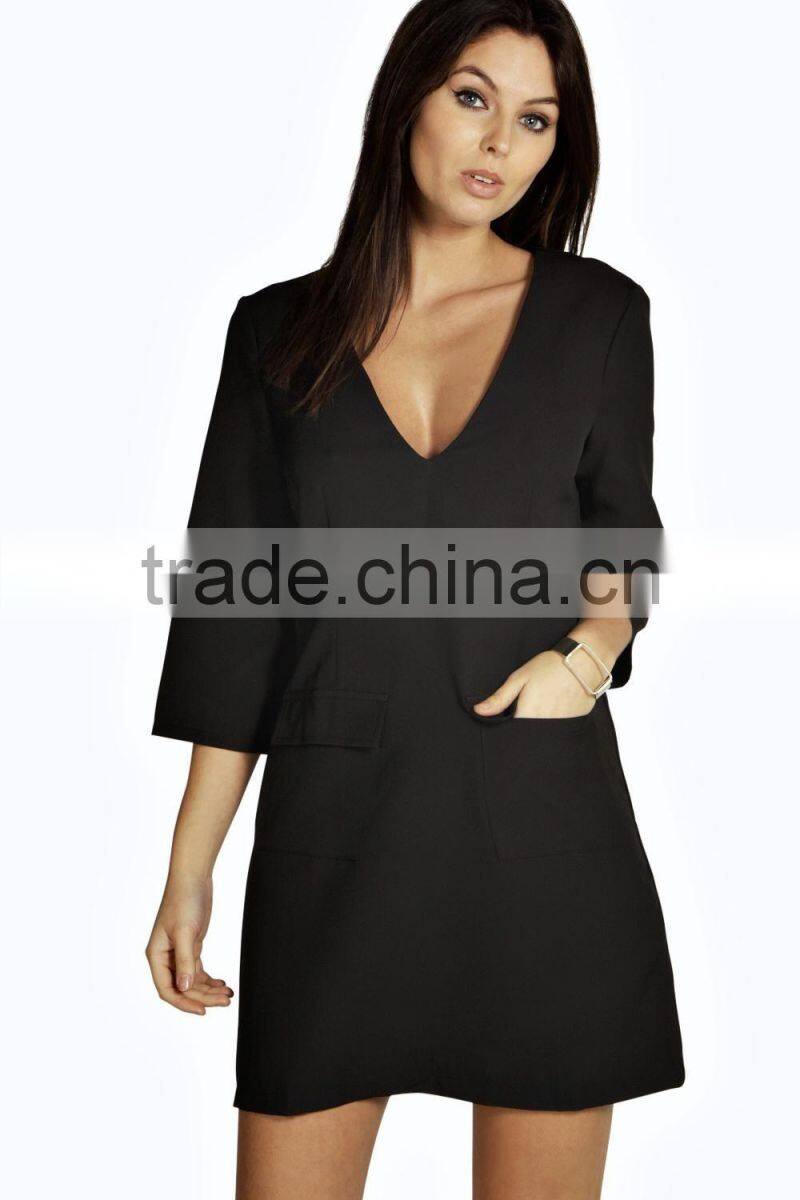 High quality fashion women's long cleeve khaki trench coat dress