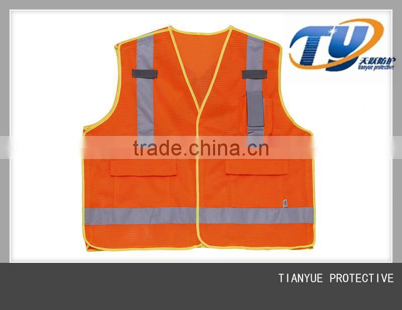 2017 Reflective safety vest fluorescent orange security vest