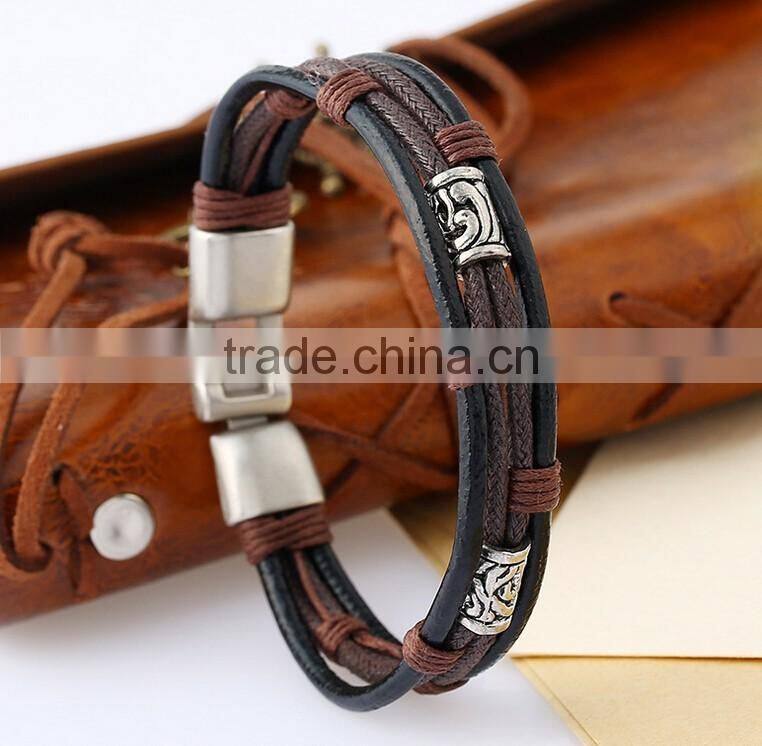 Handmade accessories cow leather unisex fashion braid bracelet