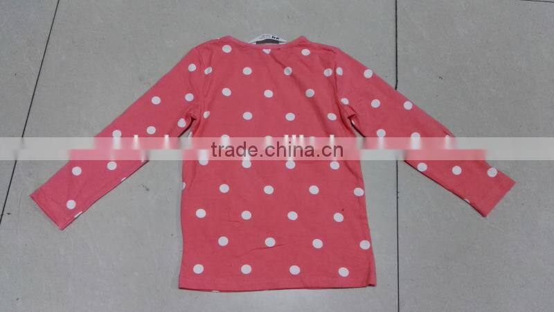 Yiwu stocks lots girl's most popular long sleeve pink t-shirt