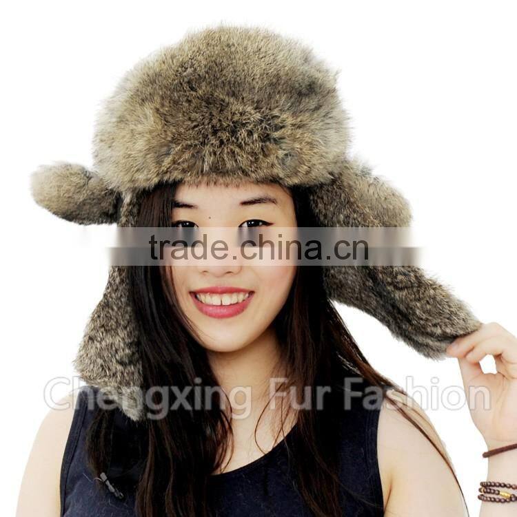 CX-C-241B Hot Selling Rabbit Fur Earmuff Trapper Fur Hat