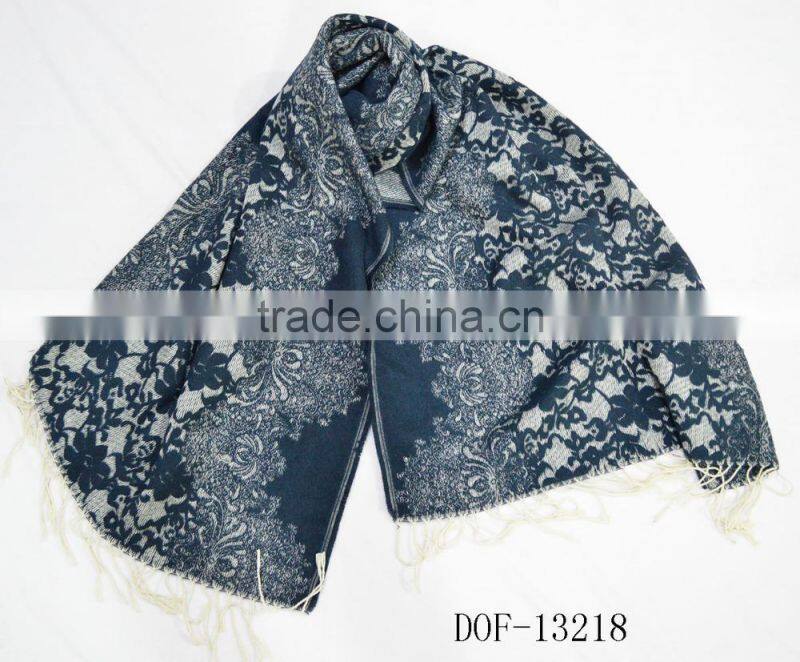 Vogue hot winter stylish jacquard acrylic paisley floral pashmina scarf for lady