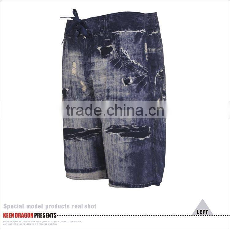 Fake Denim Print Private Lable Board Shorts Manufacturer Tie Dye Board Shorts
