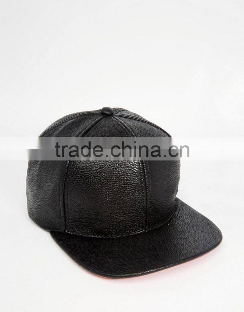 guangzhou hat manufacturer custom 6 panel fitted black blank leather chinese hat