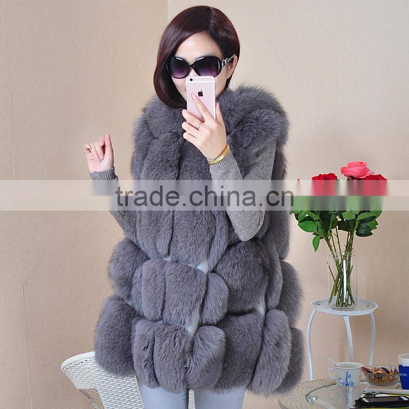 Super quality 2016 New design woman real fox whole skin fur vest