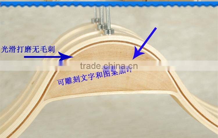 China factory deluxe shirt wooden hanger natural wood collection slack pants hanger strip-type wooden tie&belt hanger