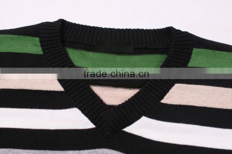 Knitted Mens Black Striped Sweaters
