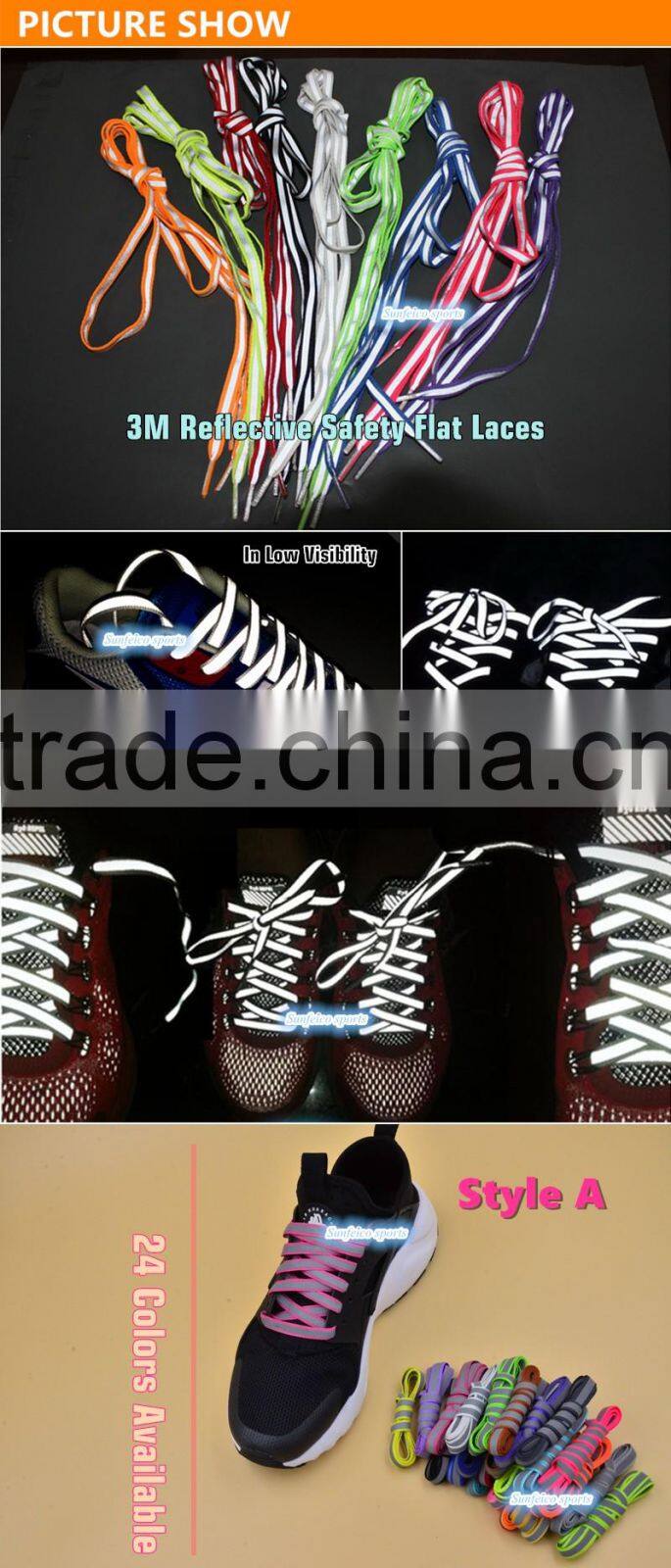 High Visibility Shoestrings - Bright Flat Shoelaces for Sport Sneakers Skates Boots Trekking Basketball Shoes and More