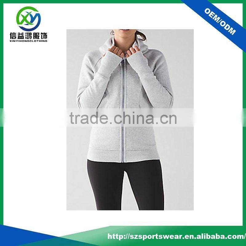 Latest Design ladies 100% cotton light weight grey color windbreaker sports wear bomber jacket