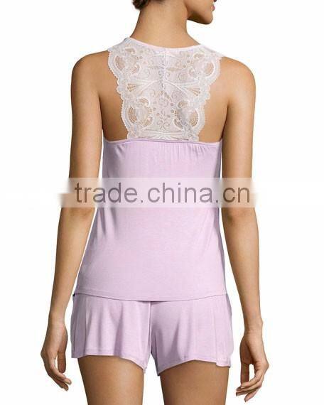 New design women's pajamas sexy hot shorts/lace tank top for ladies