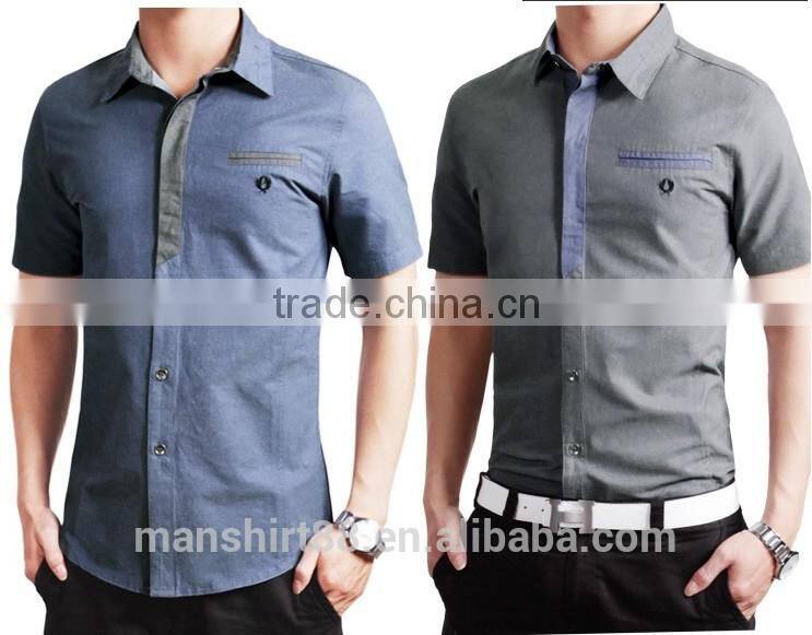 latest fashion short sleeve slim fit cotton oxford shirt