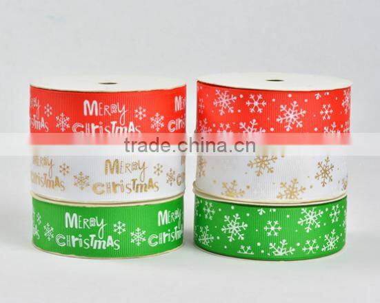 hi-ana ribbon 163 Wholesale eight points and bleaching rib belt printing snow flake Christmas gift ribbon