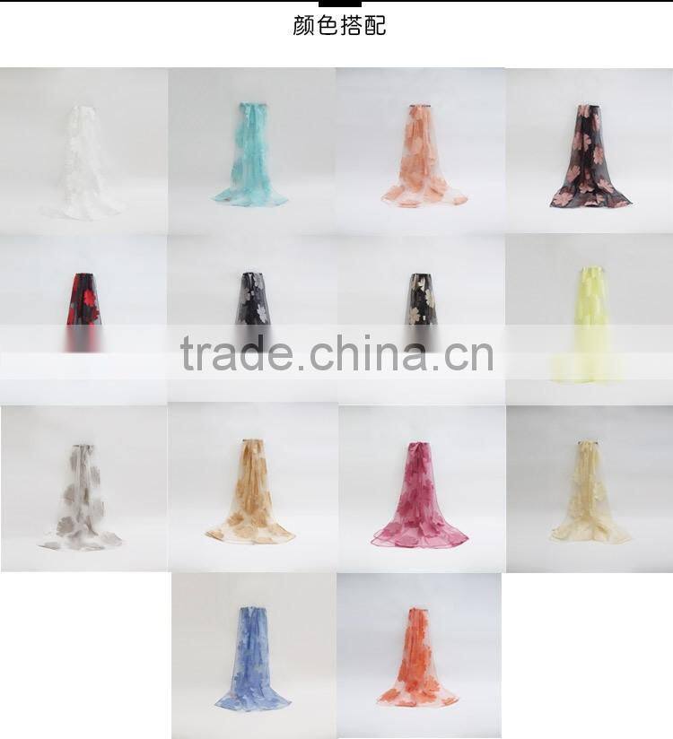 Transparent flower Silk lady neck scarf for custom