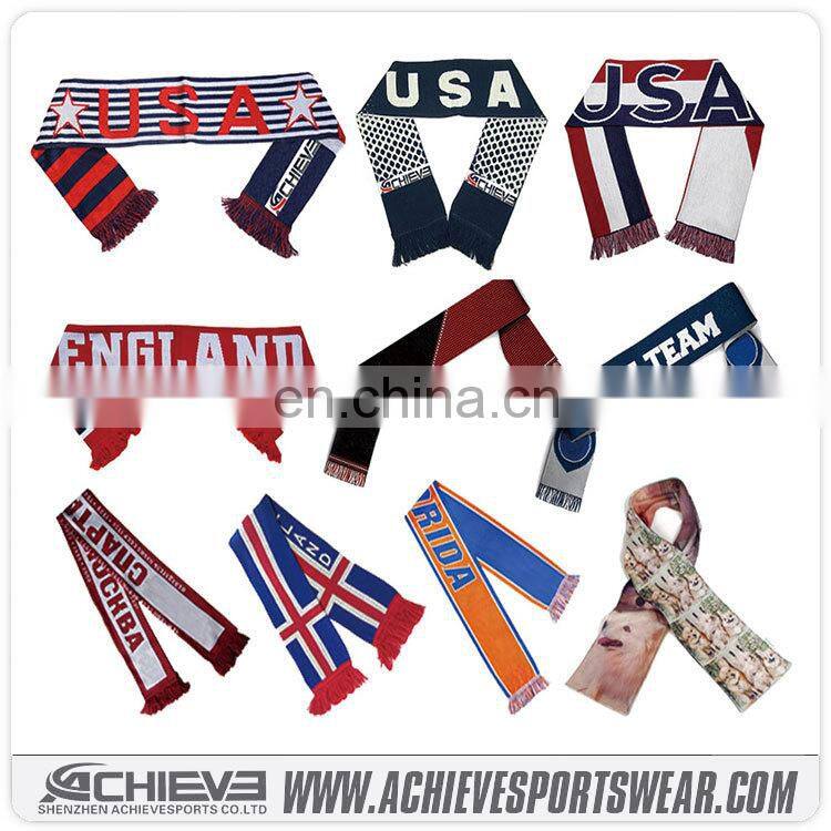 Custom Wholesale Knitted scarf Football Fan Sports Scarf