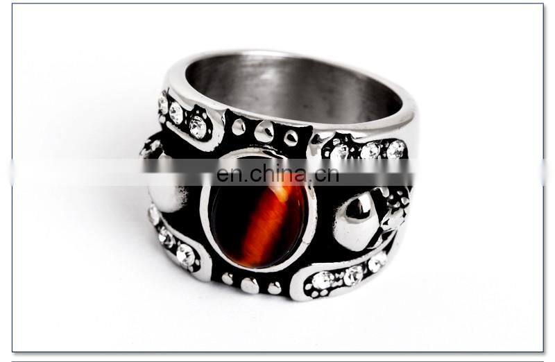 Fashion Onyx Stone Men Silver Titanium Ring