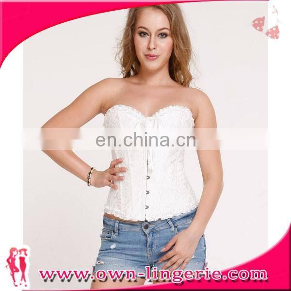white Latex Lace Waist Training Corset steel boned corset