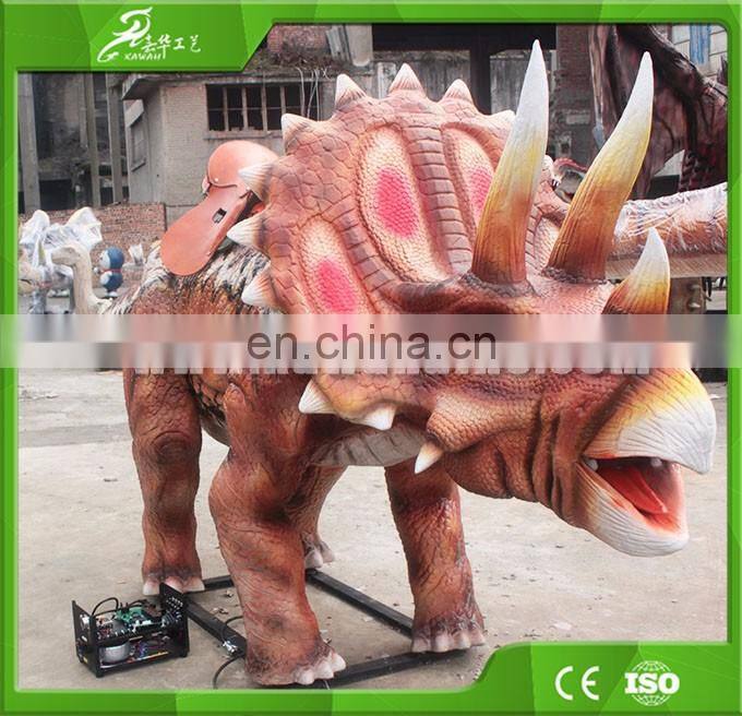 KAWAH Amusement Park Coin Operated Triceratops Kiddie Rides Animatronic Dinosaur Rides