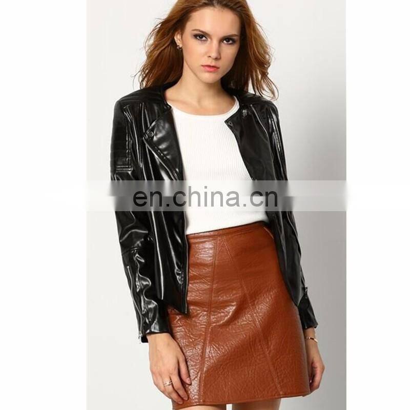 latest lady leather reflective original leather jacket