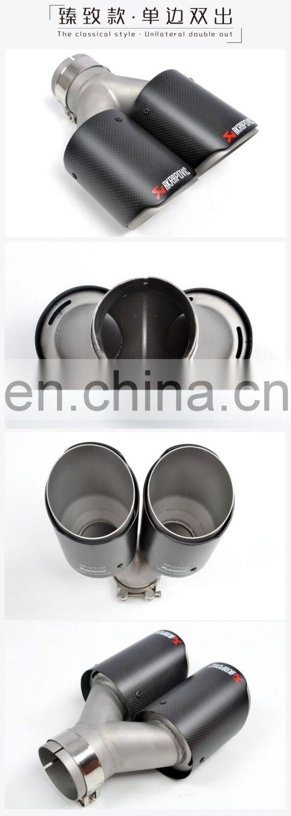 High Quality Custom Akrapovic Carbon Fiber exhaust tail pipe car muffler tips with ss304 clamp