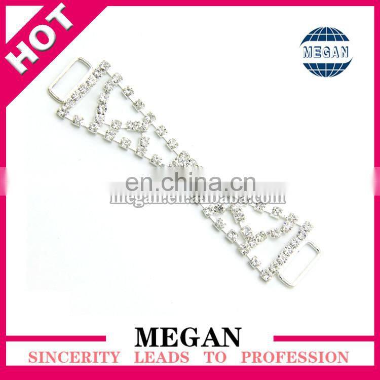 Brass crystal rhinestone connector for shoes/bikini/swimwear