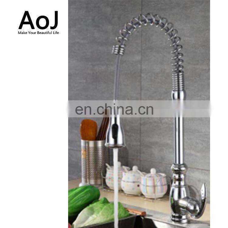 High Quality Chrome Plated Single Handle Contemporary Kitchen Faucet Pull Out Mixer Water Tap
