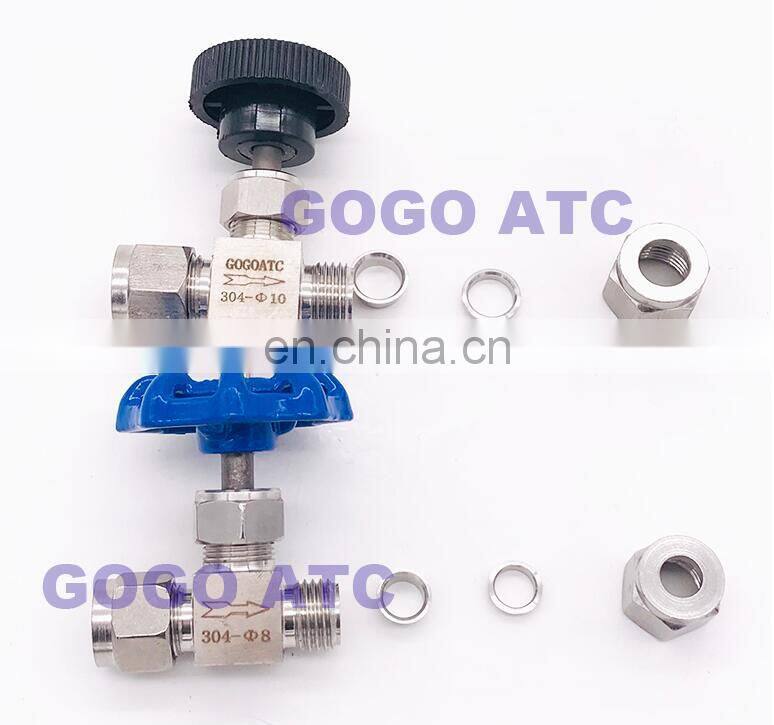 Adjustable needle valve OD 3 4 6 8 10 12 14mm 1/8" 1/4" 3/8" 1/2" Compression Double Ferrule Tube stainless steel 304