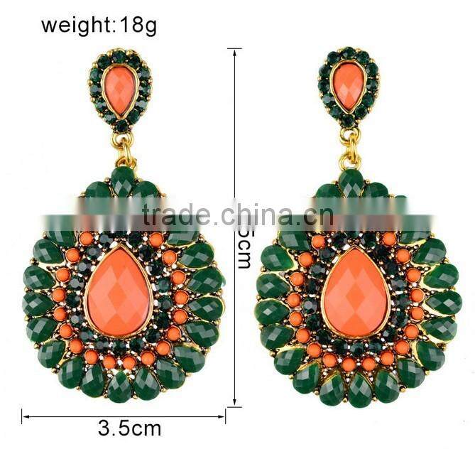 Water drop 2 gram gold beautiful designed earrings with cross cz stone bridal korea Arete dije colgado colgante para dama