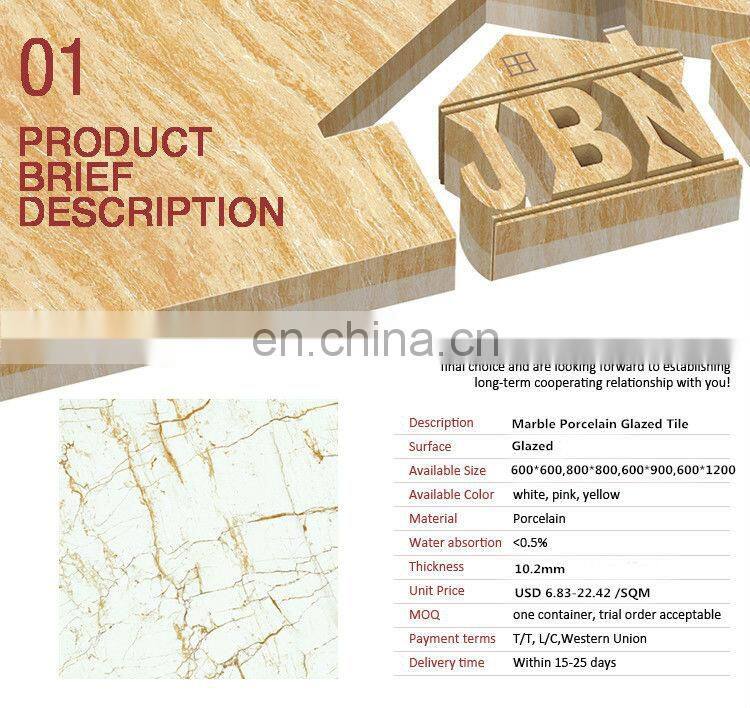 3D inkjet carrara white 600*600/800*800MM glazed polished marble design floor tiles