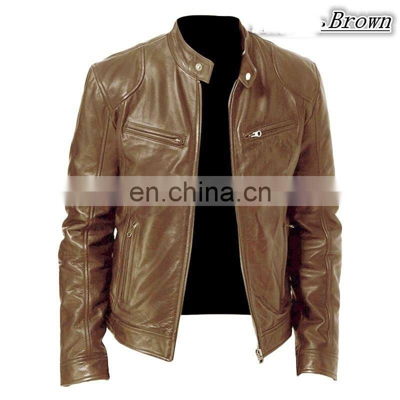 New style men's motorcycle wear plus size casual bomber jacket PU leather jacket