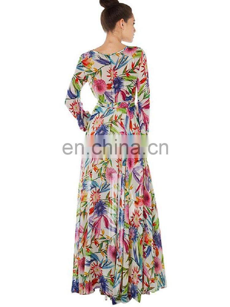 Ladies sexy holiday dress irregular floral print bohemian dress deep V big swing beach dress plus size